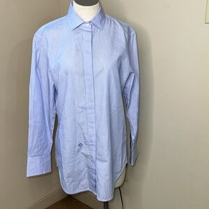 EUC Equipment Femme Blue Stripe Top Blouse Size Small